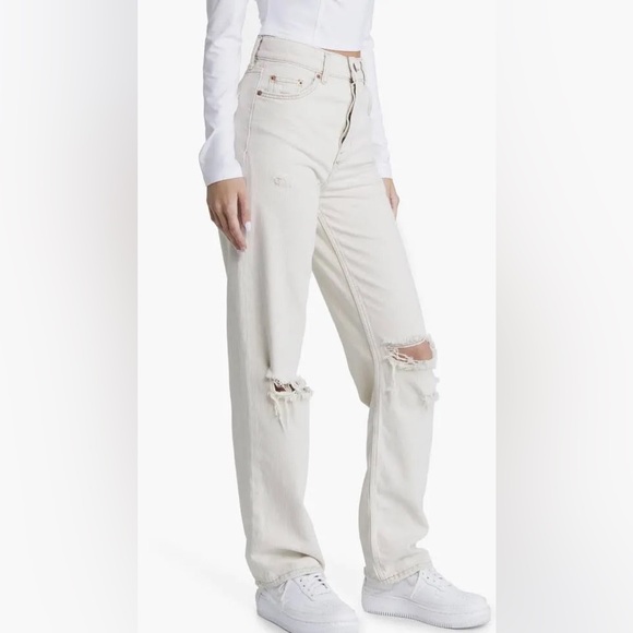 BDG Denim - BDG Urban Outfitters Ivory Straight Leg Distressed Jean